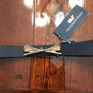 Vineyard Vines Leather Belt metal LAX 38 NWT